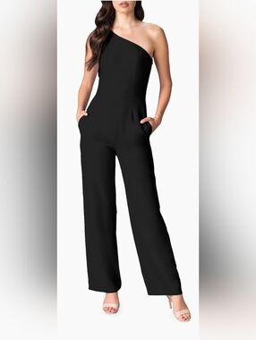 Dress The Population Tiffany Stretch Crepe Wide-Leg Jumpsuit NWT Size XS Black